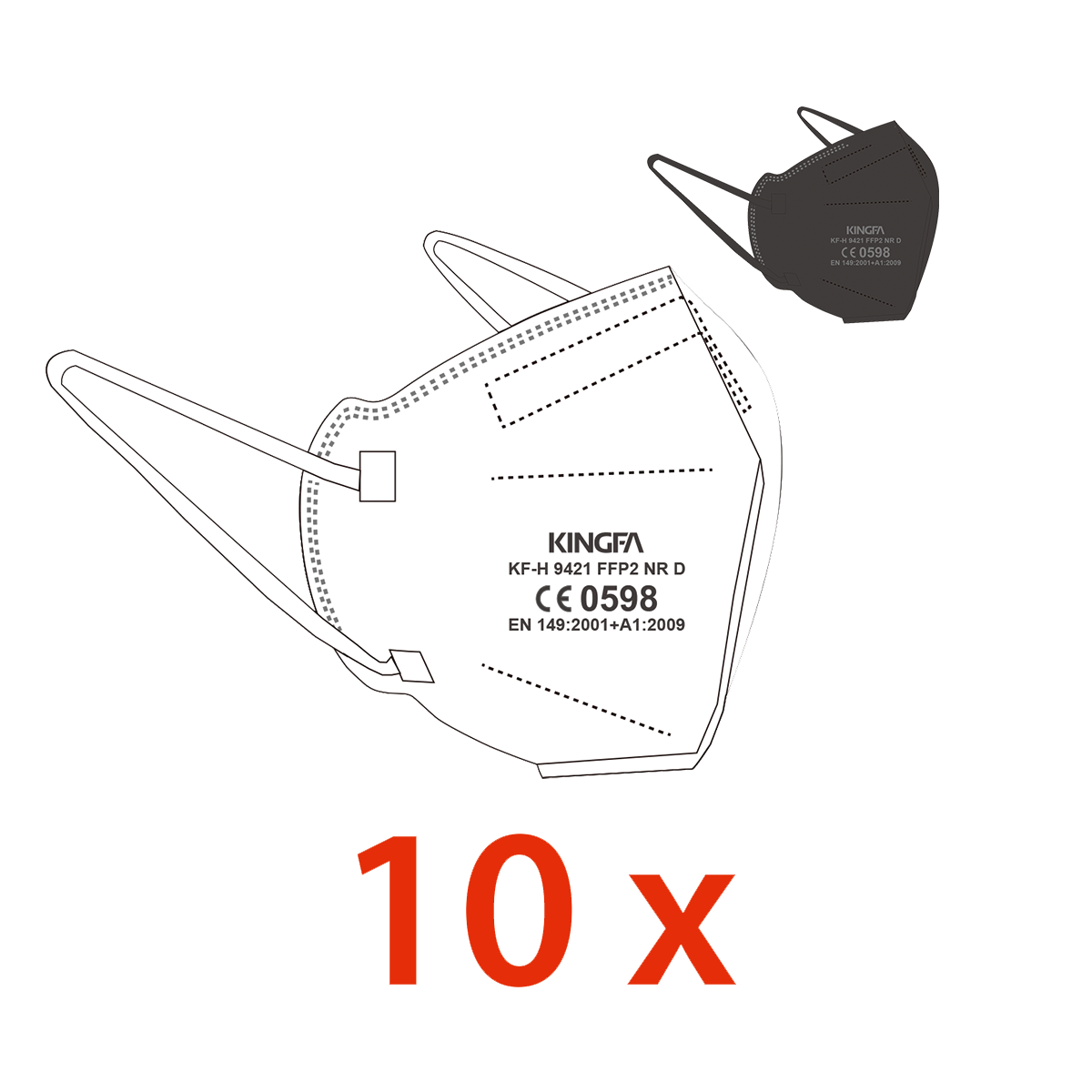 KINGFA - Atemschutzmaske FFP2 NR D, 10 Stück (A10127)